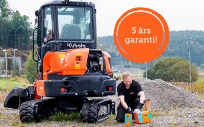 Alltid 5 års garanti! När du köper en ny grävmaskin, hjullastare, hjulgrävare eller dumper av oss.